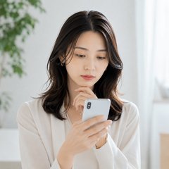 プロフィール作成に取り組む女性